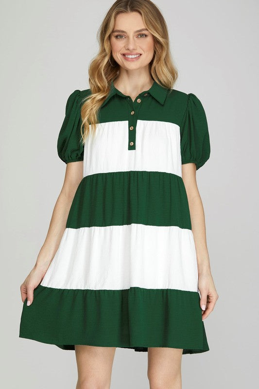 Color Block Tiered Dress