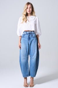 Mid Rise Barrel Style Jeans