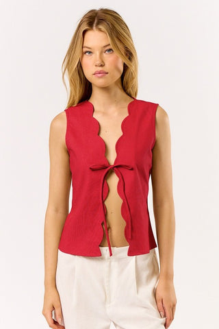 Scallop Tie Front Top