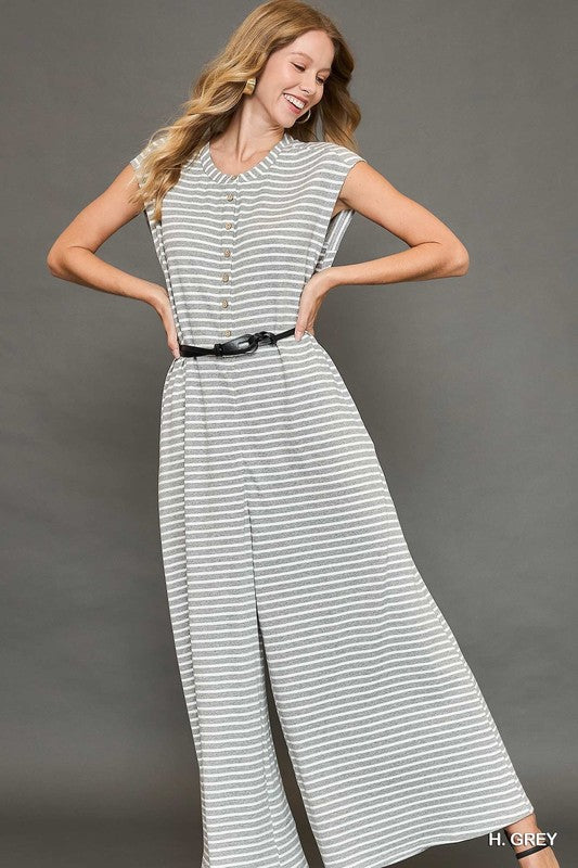 Striped Sleeveless Jumpsuit