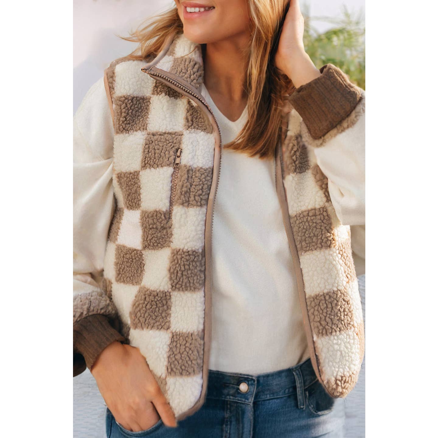 Sherpa Checkered Vest