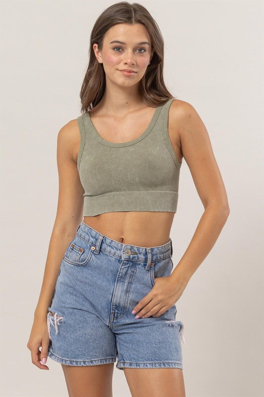 Washed Ribbed Bralette