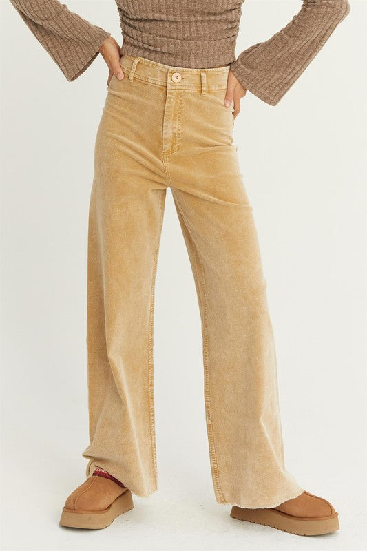 Frayed Hem Corduroy Pants