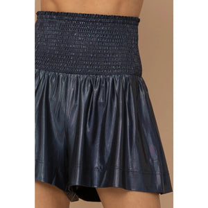 Smocked Waist Metallic Shorts