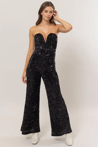 Strapless Sequin Jumpsuit