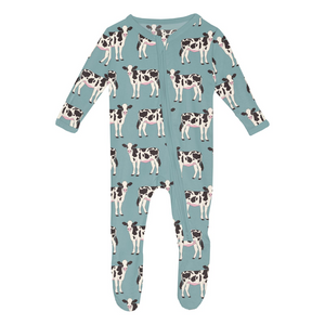 Jade Cow 2 Way Zipper Footie