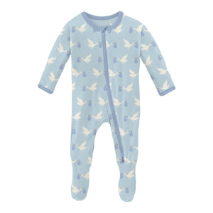 Spring Sky Stork 2 Way Zip Footie