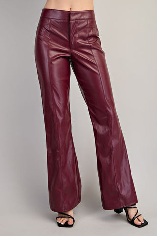 High Rise Faux Leather Pants