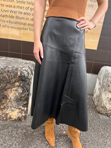 Courtney Pleather Midi Skirt