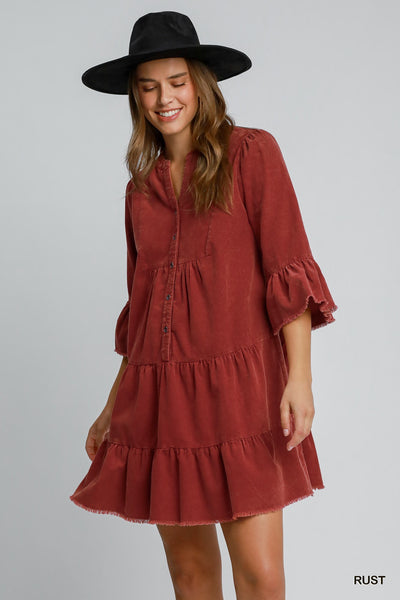 Washed Button Corduroy Dress