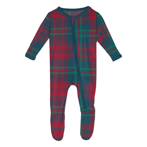 Peacock Plaid 2 Way Zip Footie