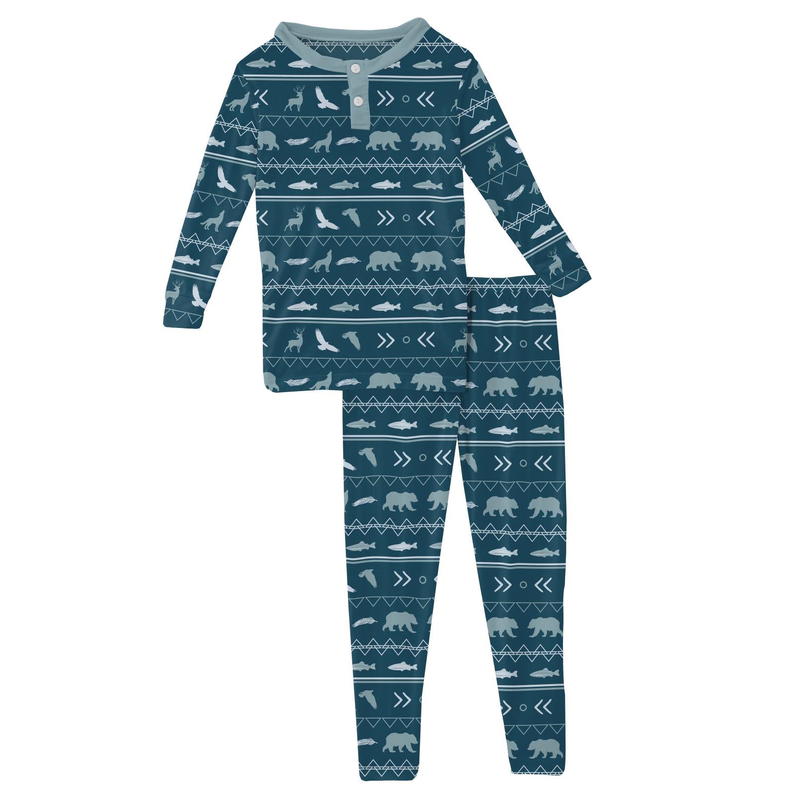 Peacock Native Tribal Henley PJ Set