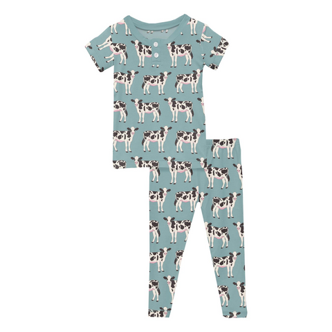 Henley Jade Cows PJ Set