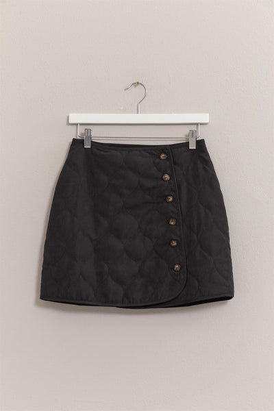 Quilted Button Mini Skirt