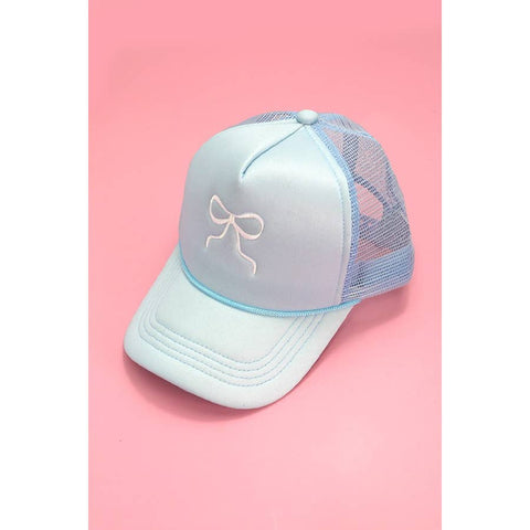 Embroidered Ribbon Bow Trucker Hat