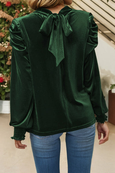 Mock Neck Puff Sleeve Blouse