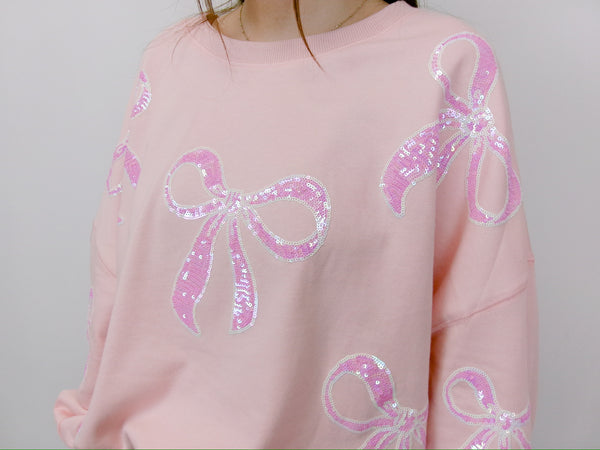 Sequin Bow Print Sweater