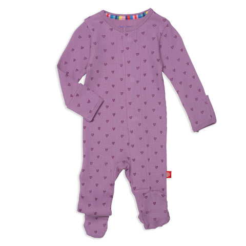 Pink Ribbon Print Waffle Magnetic Footie